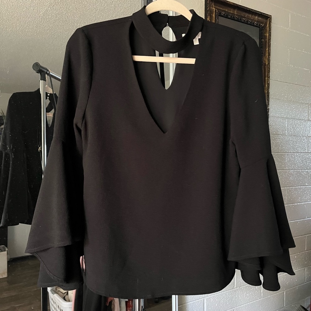 Black blouse size small bell sleeves
